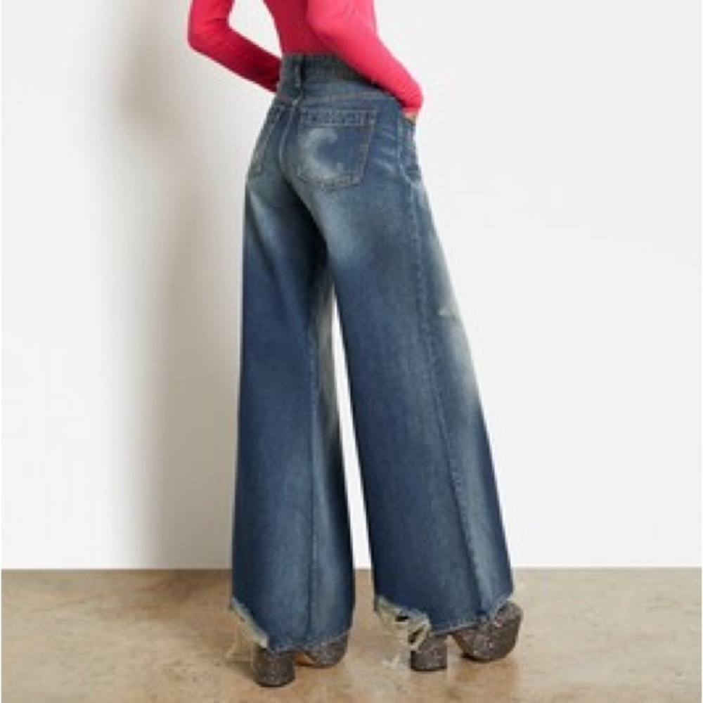 Circus NY Sam Edelman Low Rise Super Wide Leg Distressed Jeans Size 28